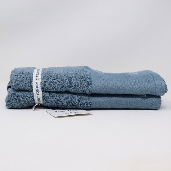 Life Is Good Dog Holiday Towels Blue Embroidered Winter Christmas Santa Set New - Picture 6 of 11